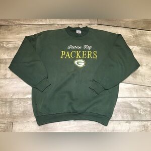 Vintage Logo 7 Green Bay Packers Football Hanes Pullover Sweatshirt 90s Xlarge